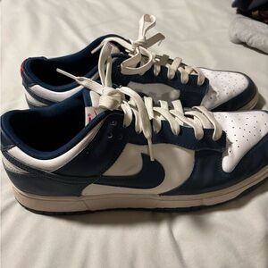 Nike Men's Dunk Low Retro Navy and White Sneakers